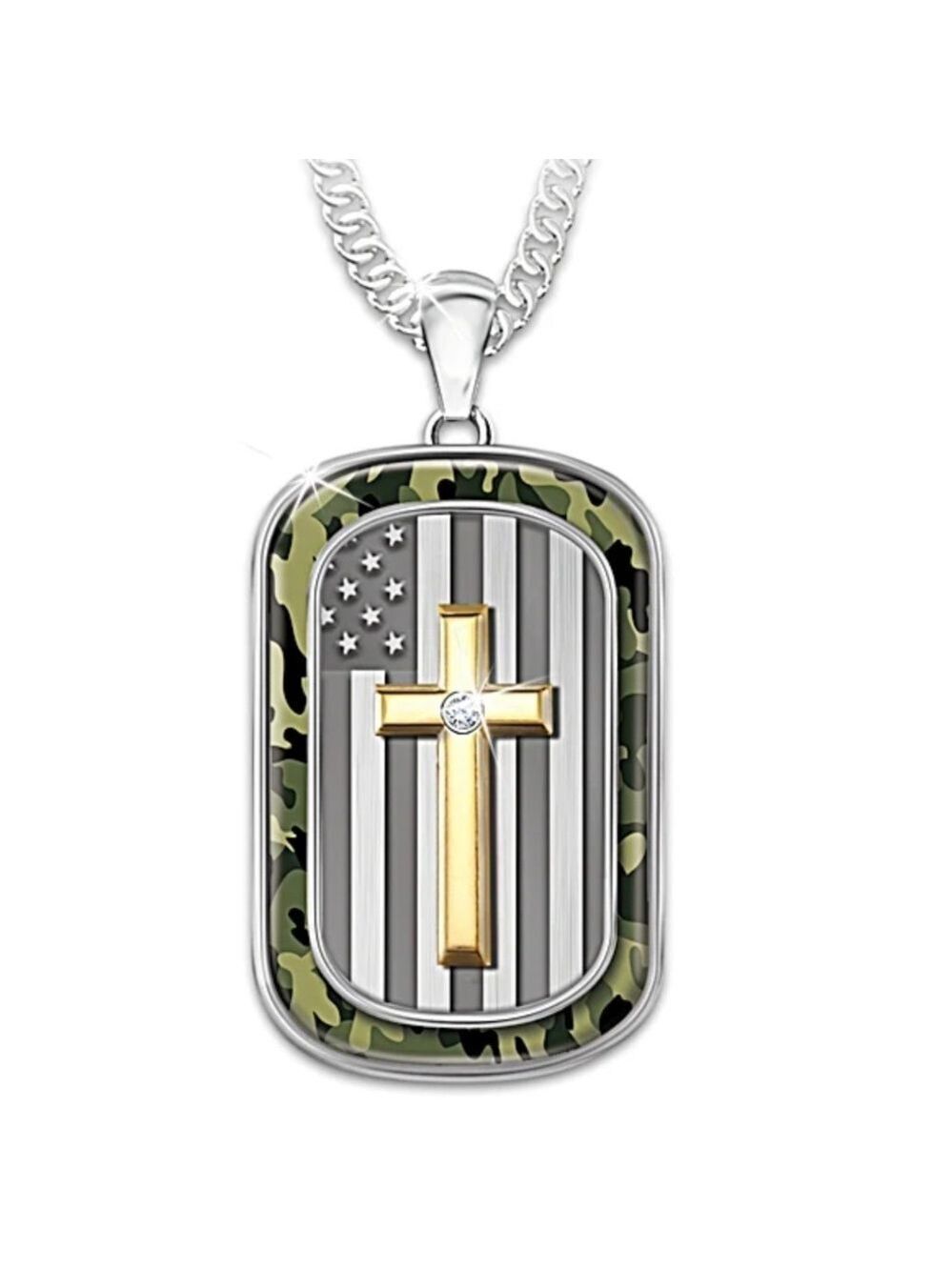 Bradford Exchange Genuine Diamond My Country, My Faith Pendant Necklace